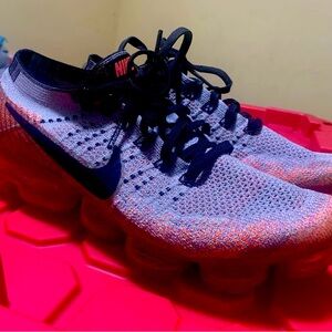Nike Flyknit VaporMax in Gray and Black with Red Highlights